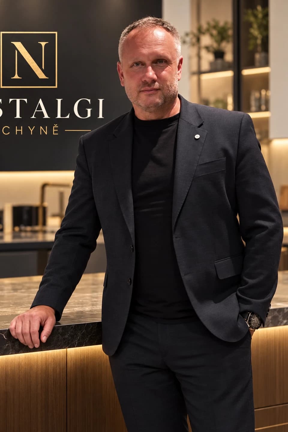 Roman Kollár, majitel Nostalgi, v kuchyňském interiéru